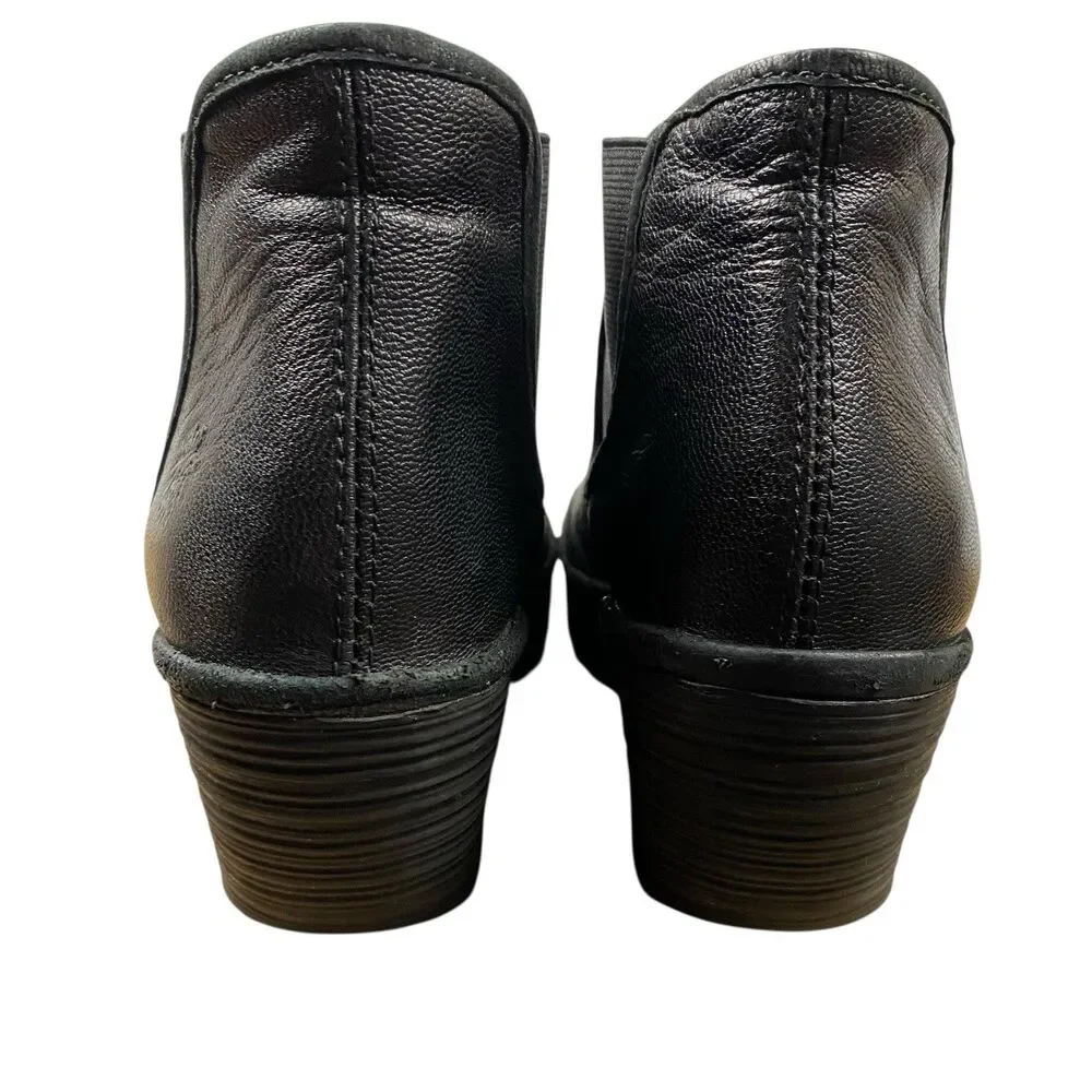 Fly London YAT Black Leather Chelsea Wedge Ankle Boots EU 39 US 8